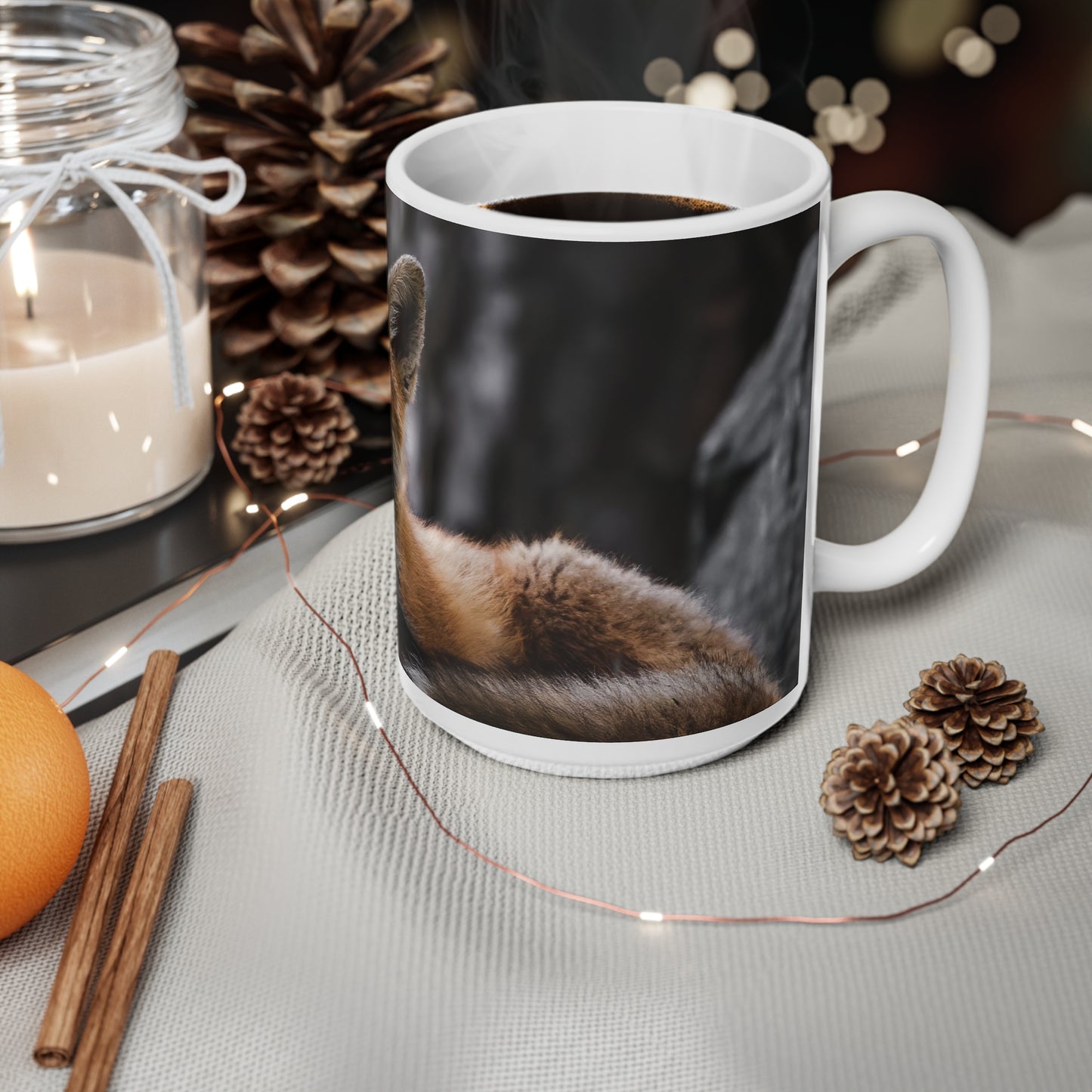 Sleepy Fox Ceramic Coffee Cups, 11oz, 15oz
