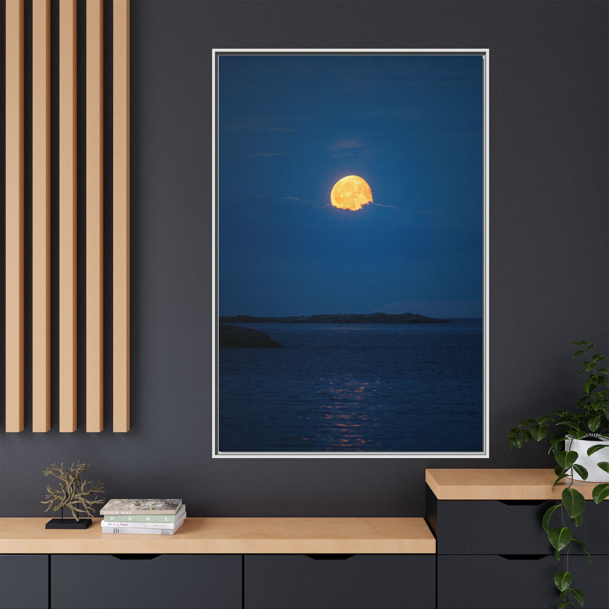 Framed Matte Canvas Print — Strawberry moon