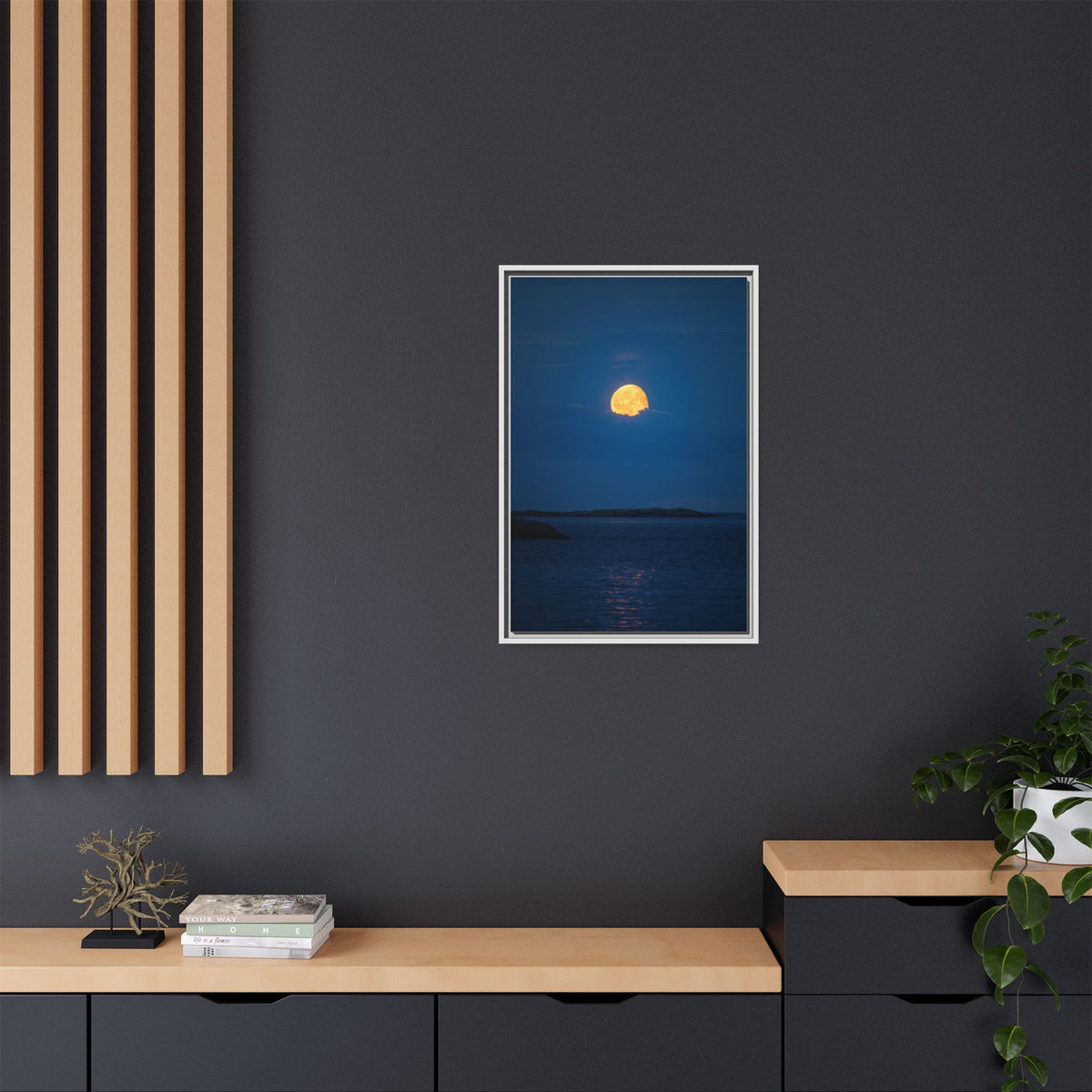 Framed Matte Canvas Print — Strawberry moon