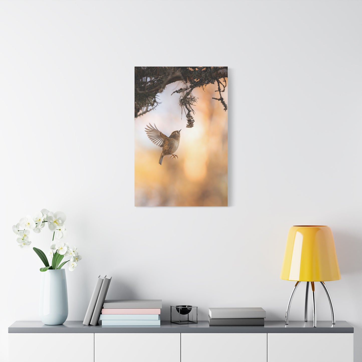 Flying Goldcrest Matte Canvas