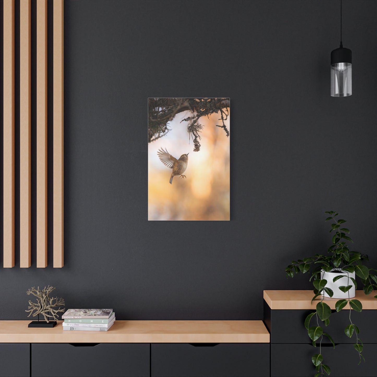 Flying Goldcrest Matte Canvas