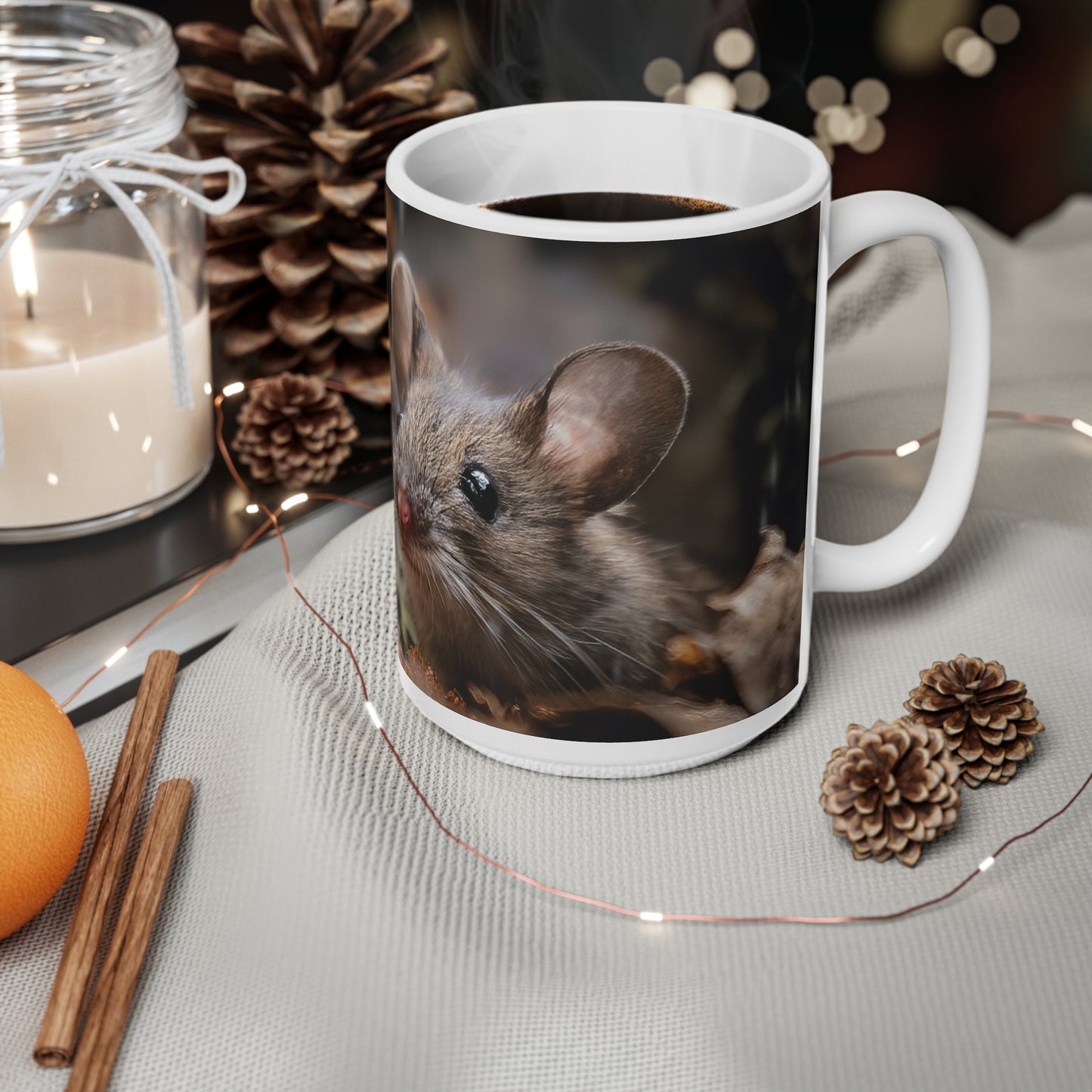 Curious Mouse Ceramic Coffee Cups, 11oz, 15oz