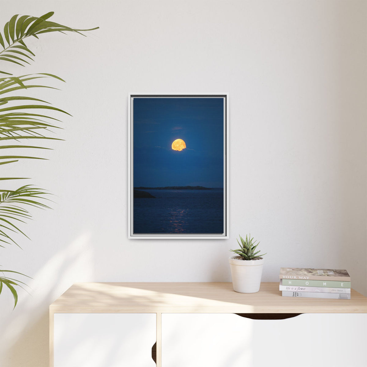 Framed Matte Canvas Print — Strawberry moon
