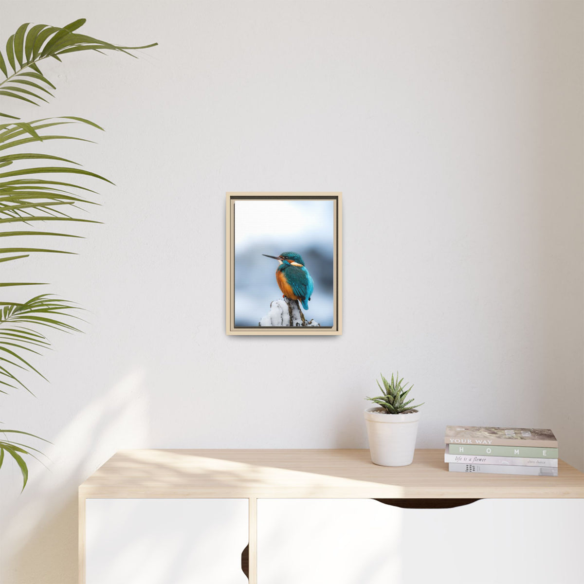 Framed Kingfisher Canvas Print — Matte Nature Wall Art