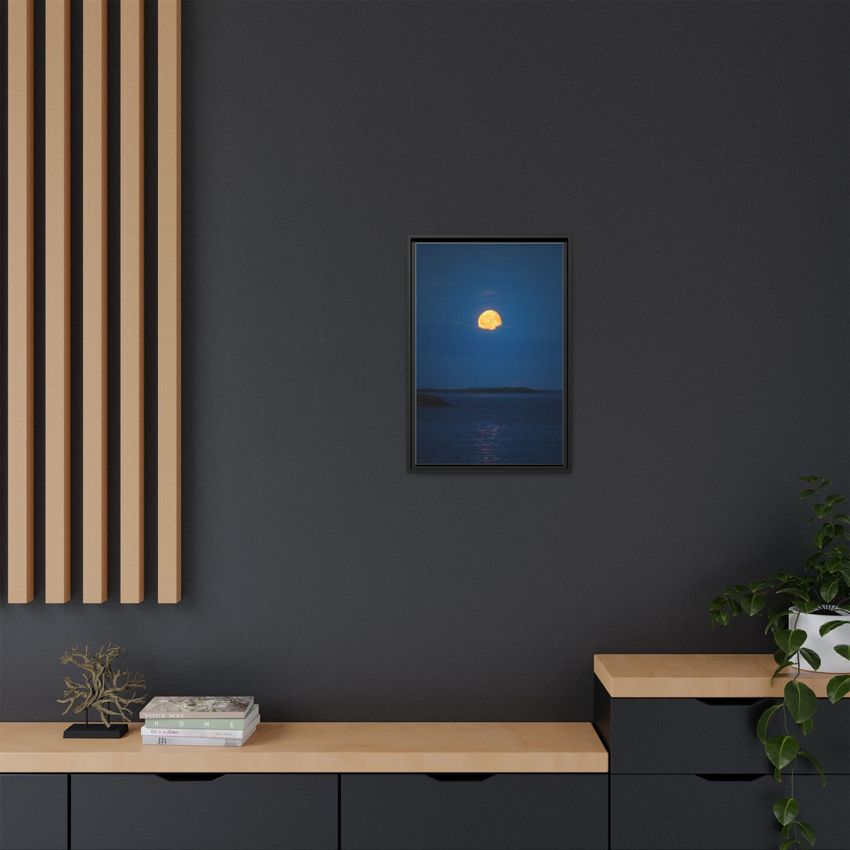 Framed Matte Canvas Print — Strawberry moon