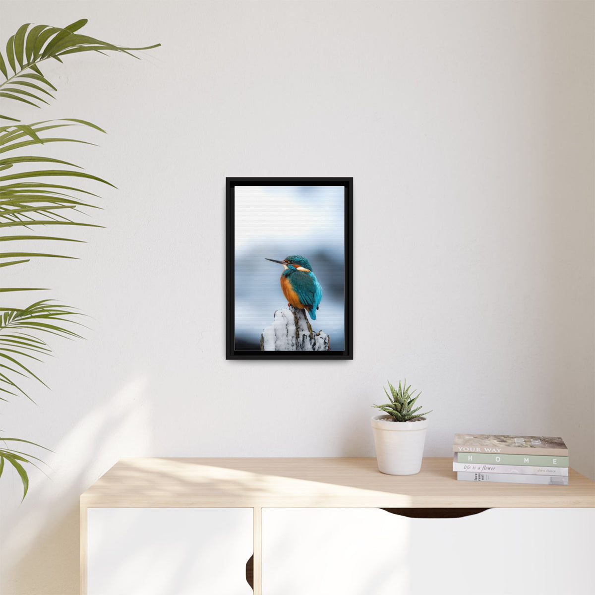 Framed Kingfisher Canvas Print — Matte Nature Wall Art