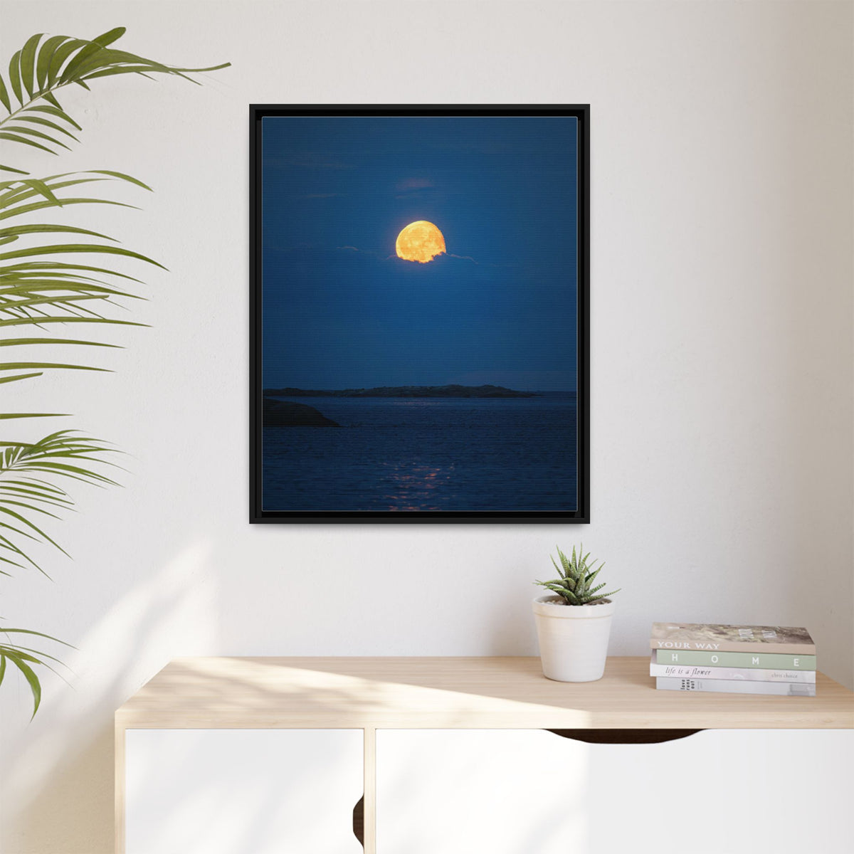 Framed Matte Canvas Print — Strawberry moon