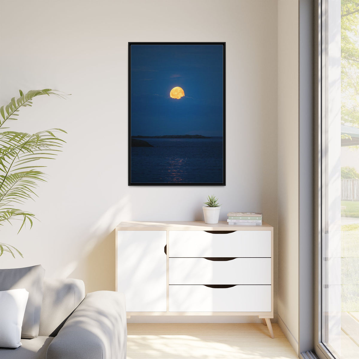 Framed Matte Canvas Print — Strawberry moon