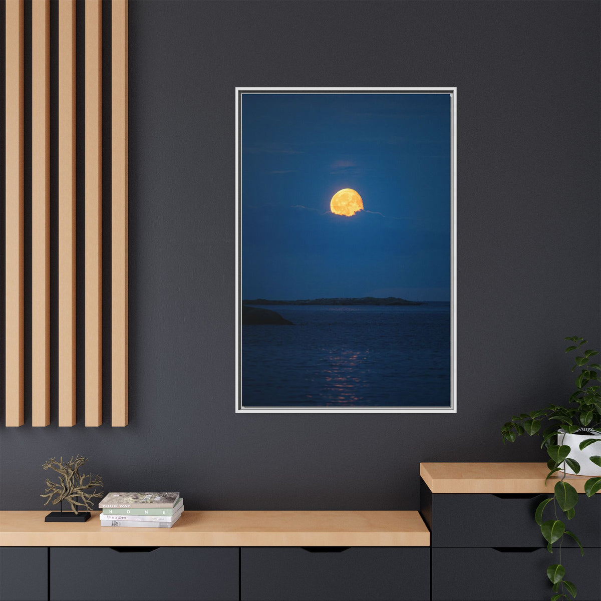 Framed Matte Canvas Print — Strawberry moon