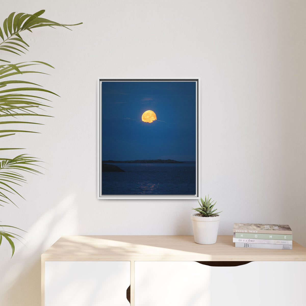 Framed Matte Canvas Print — Strawberry moon