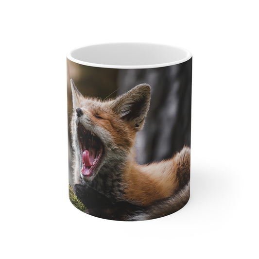 Sleepy Fox Ceramic Coffee Cups, 11oz, 15oz