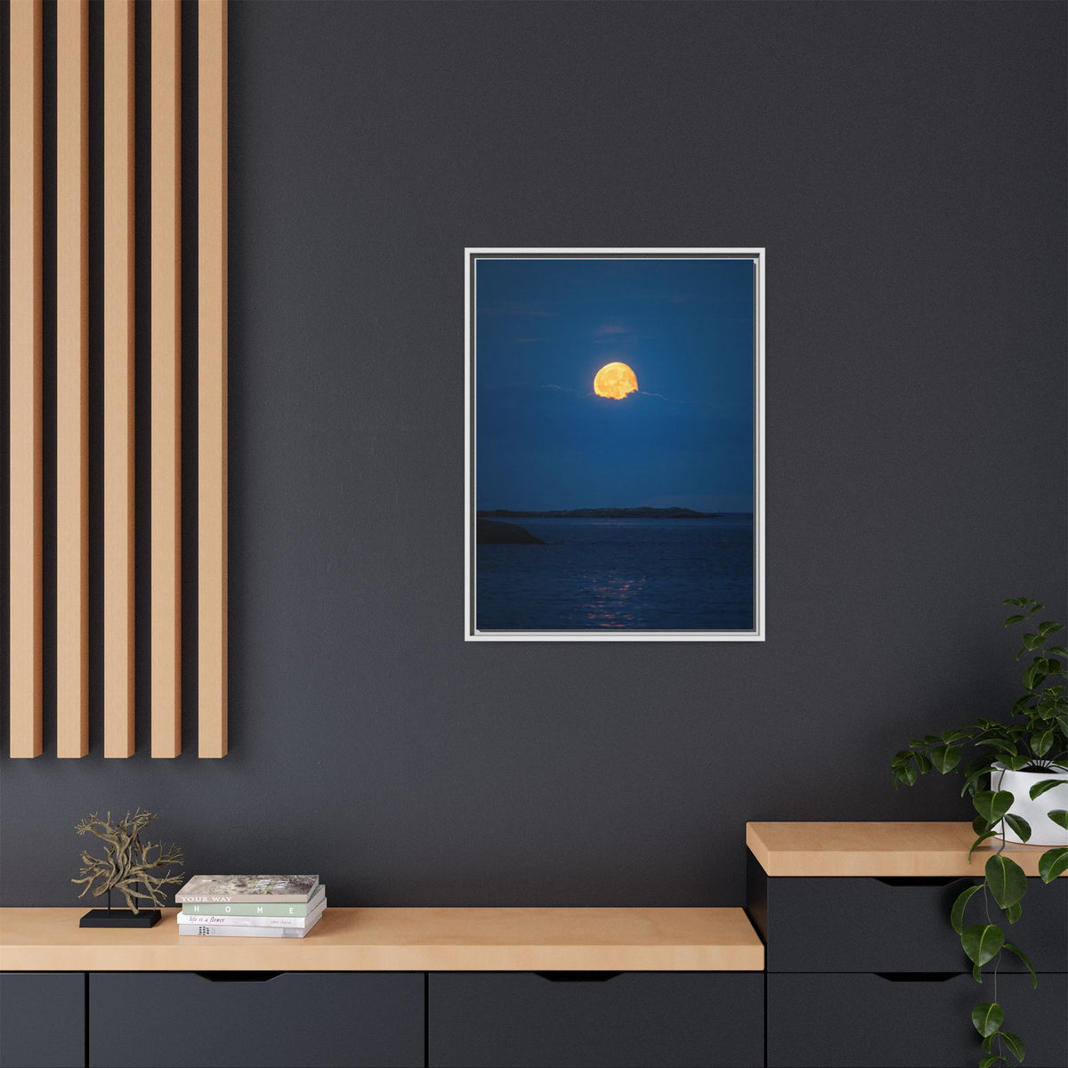 Framed Matte Canvas Print — Strawberry moon