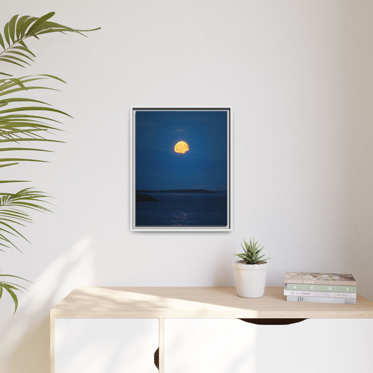 Framed Matte Canvas Print — Strawberry moon