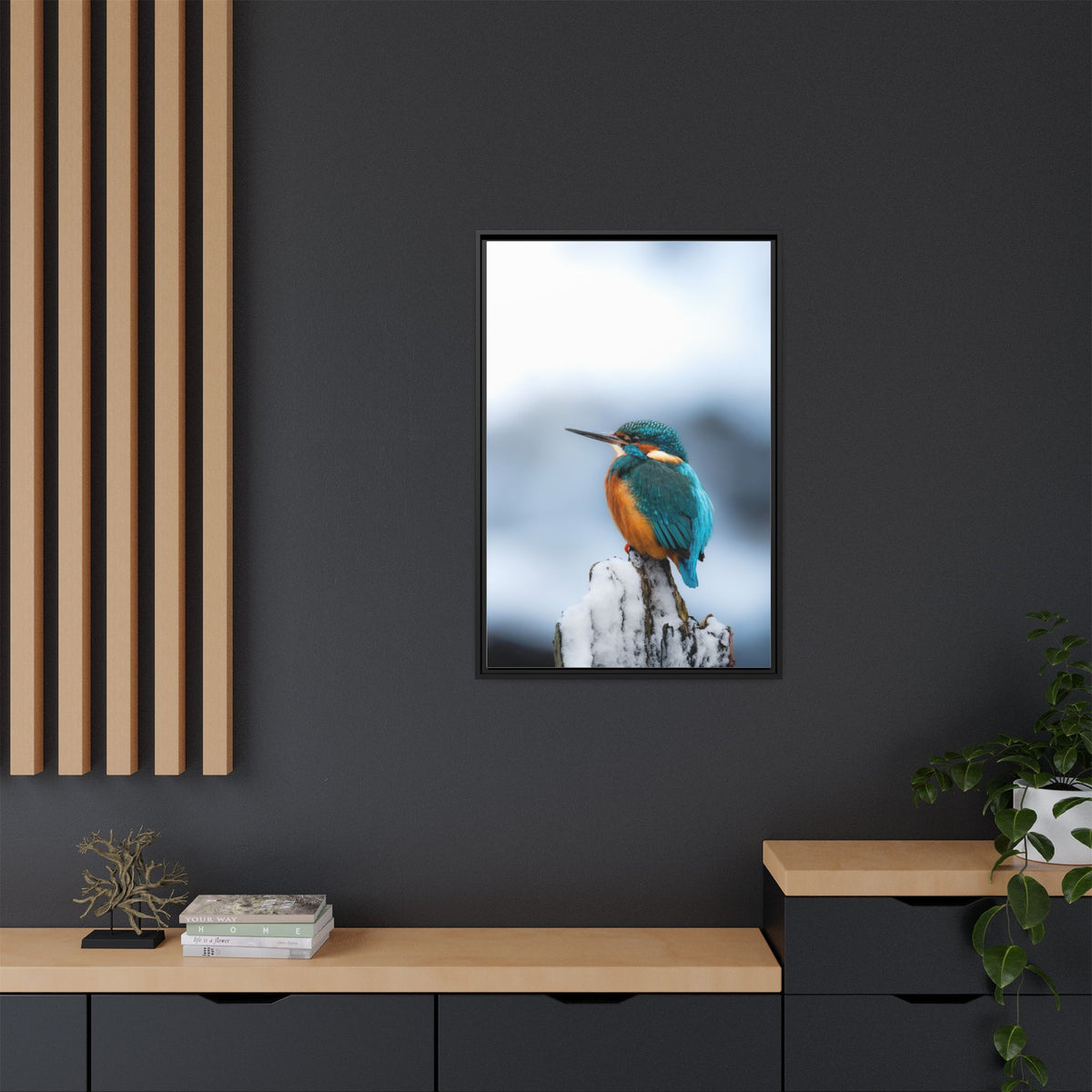 Framed Kingfisher Canvas Print — Matte Nature Wall Art