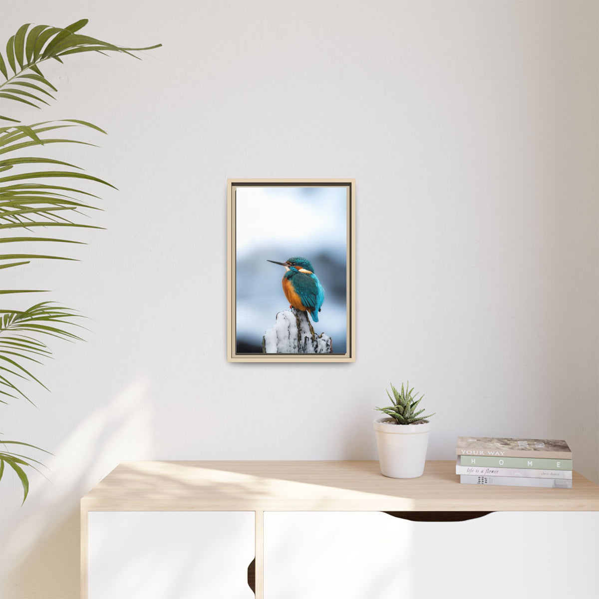 Framed Kingfisher Canvas Print — Matte Nature Wall Art
