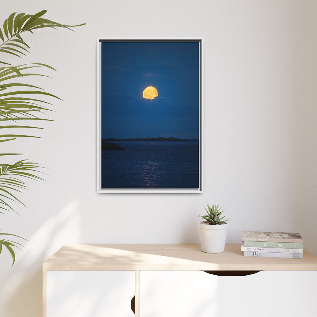 Framed Matte Canvas Print — Strawberry moon