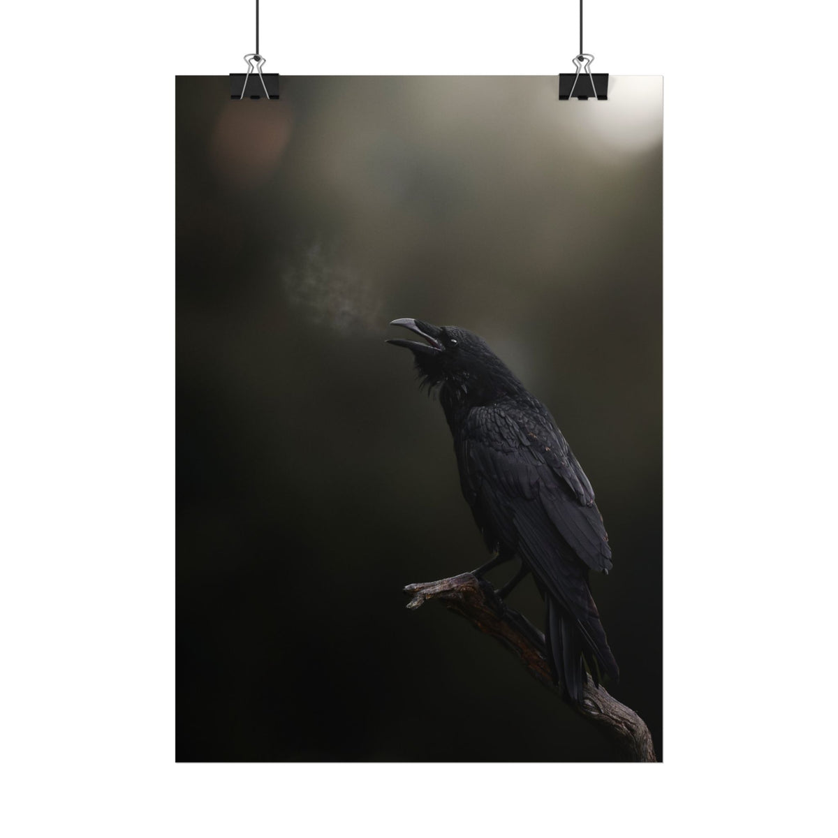 Raven Perch Poster – Moody Gothic Bird Wall Art