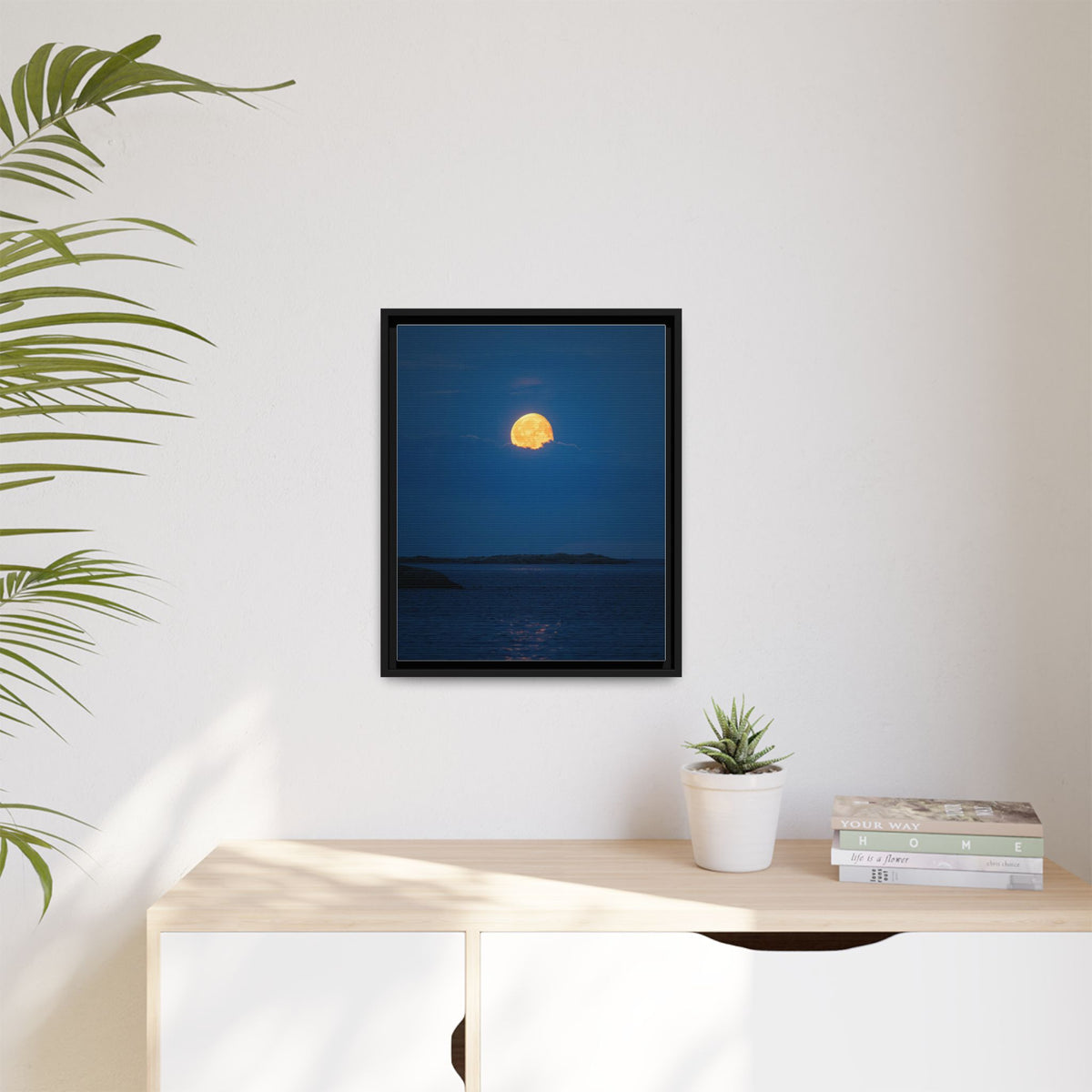 Framed Matte Canvas Print — Strawberry moon