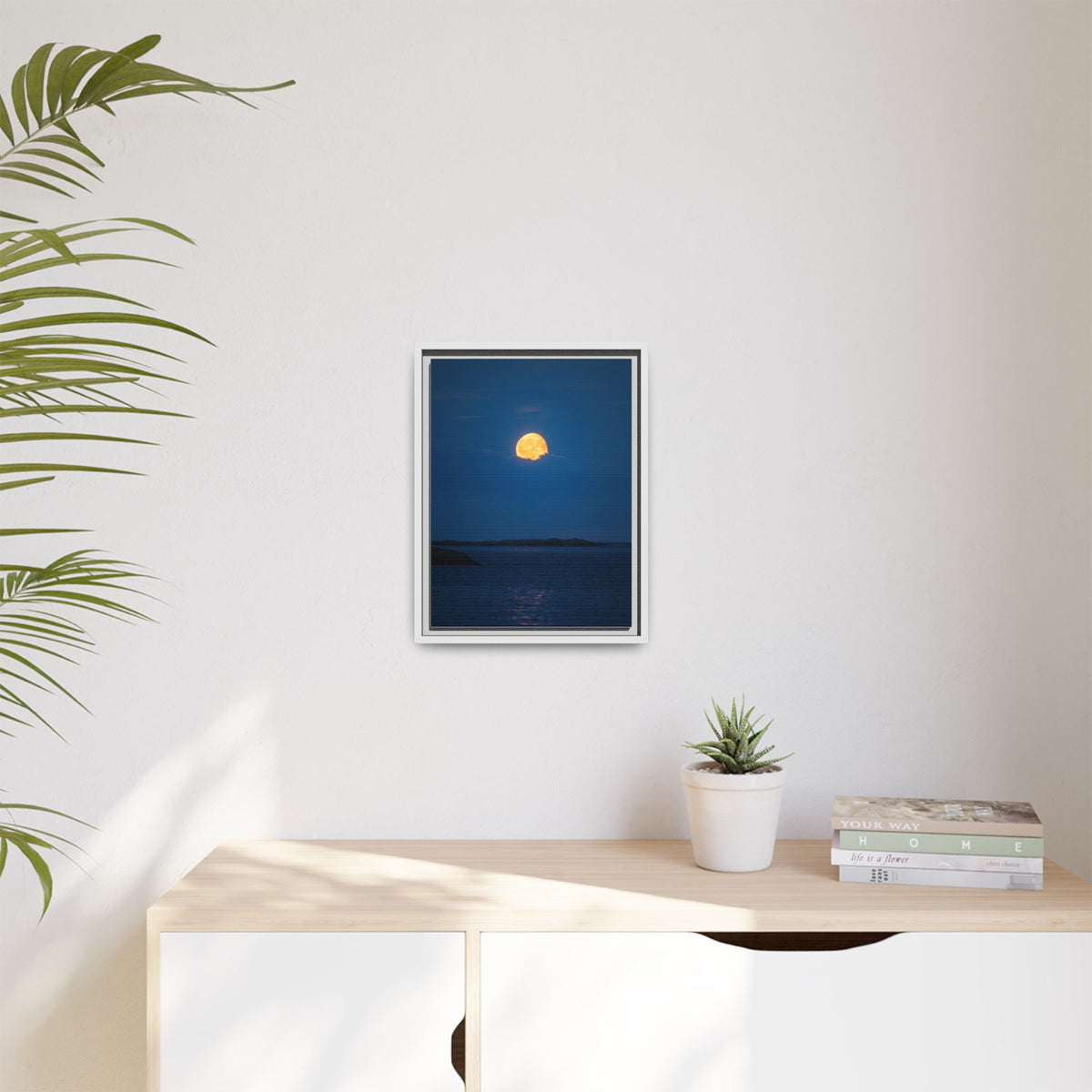 Framed Matte Canvas Print — Strawberry moon