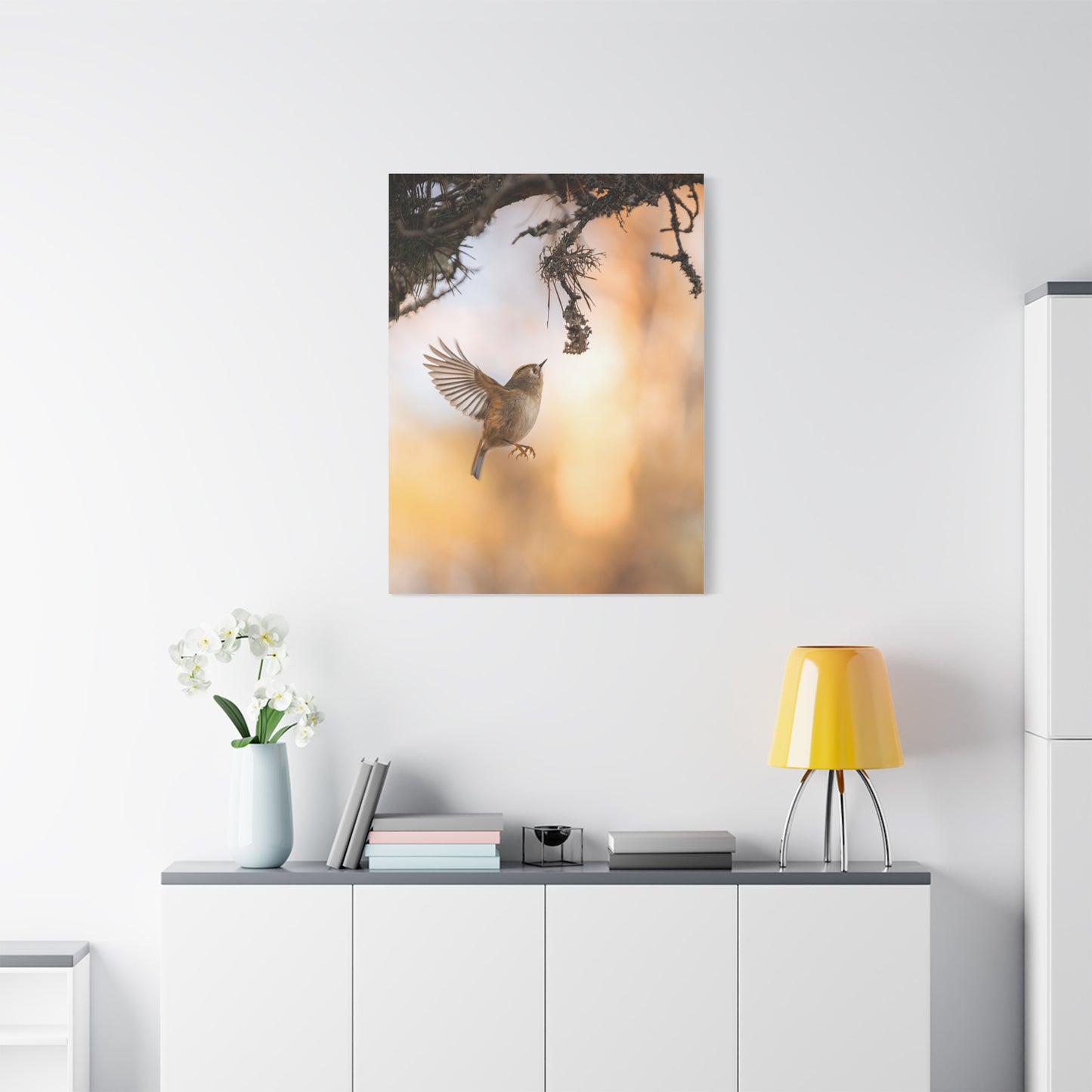 Flying Goldcrest Matte Canvas
