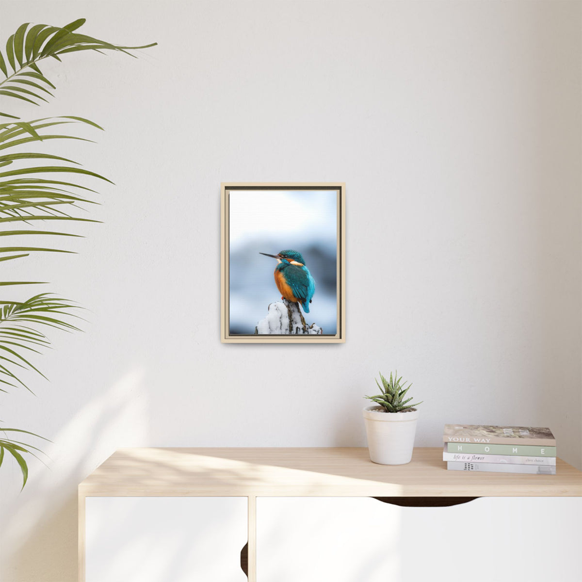 Framed Kingfisher Canvas Print — Matte Nature Wall Art
