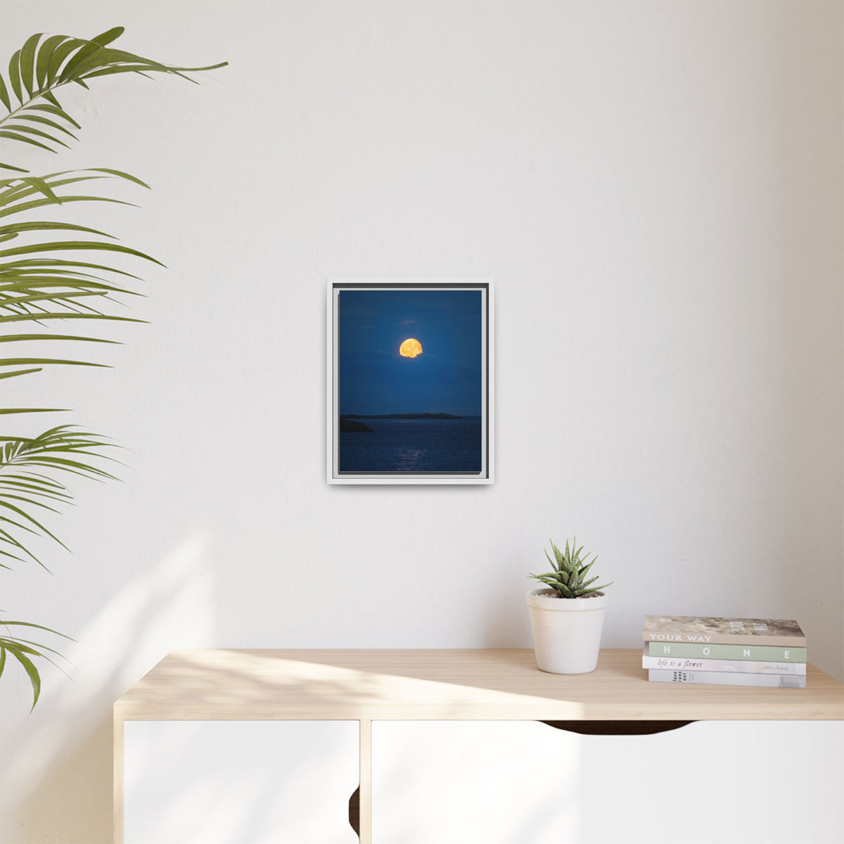 Framed Matte Canvas Print — Strawberry moon