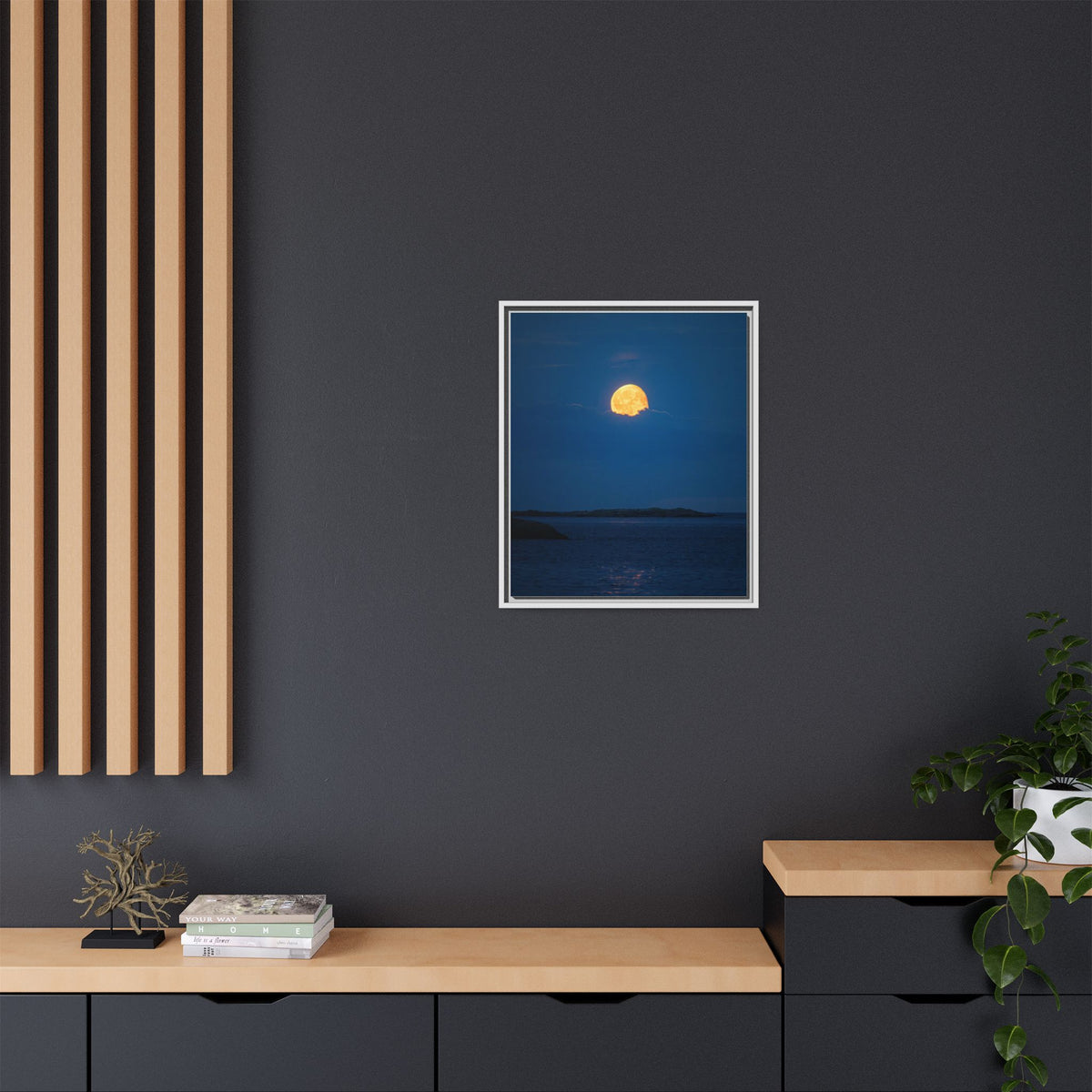 Framed Matte Canvas Print — Strawberry moon