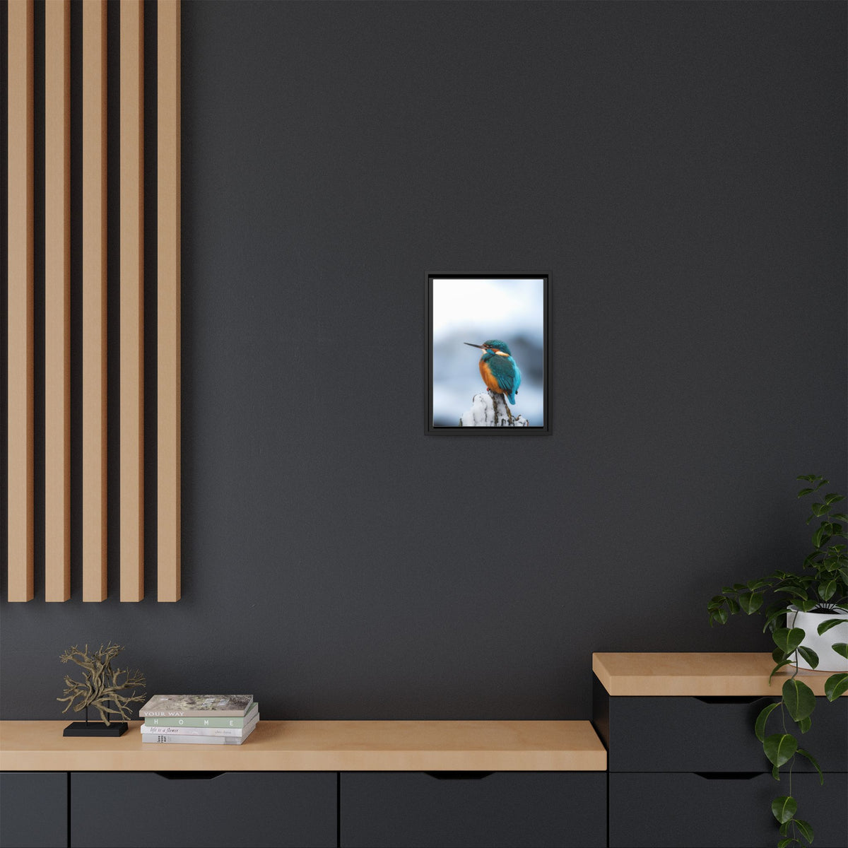 Framed Kingfisher Canvas Print — Matte Nature Wall Art