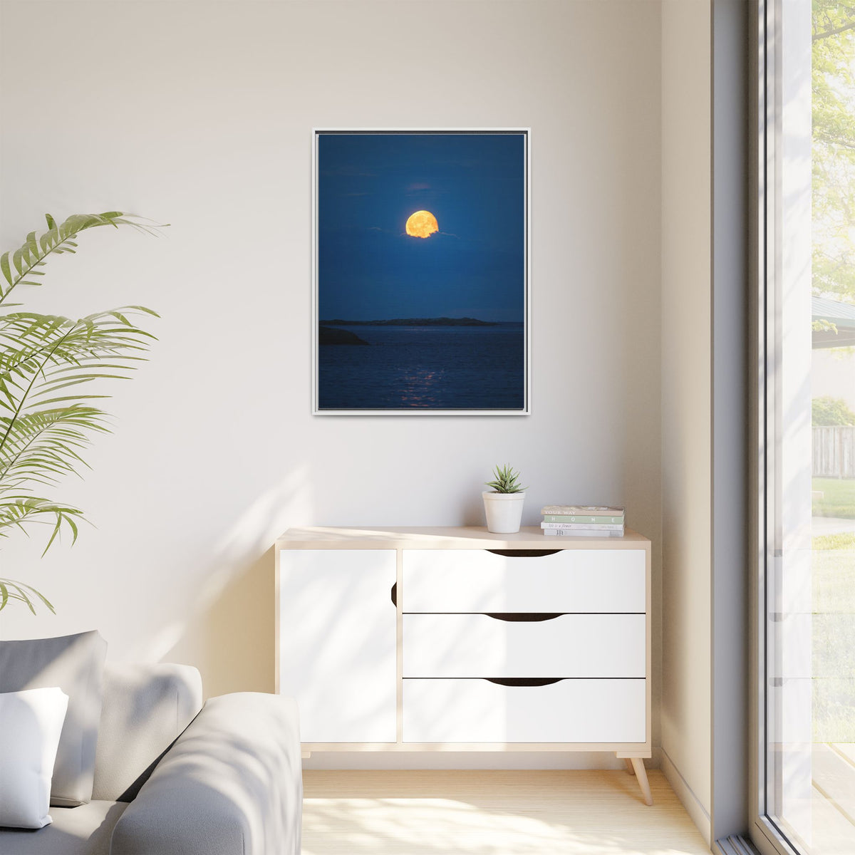 Framed Matte Canvas Print — Strawberry moon