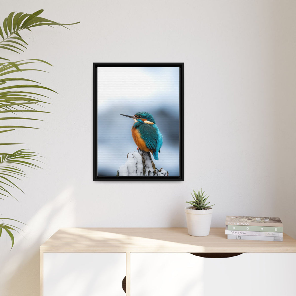 Framed Kingfisher Canvas Print — Matte Nature Wall Art
