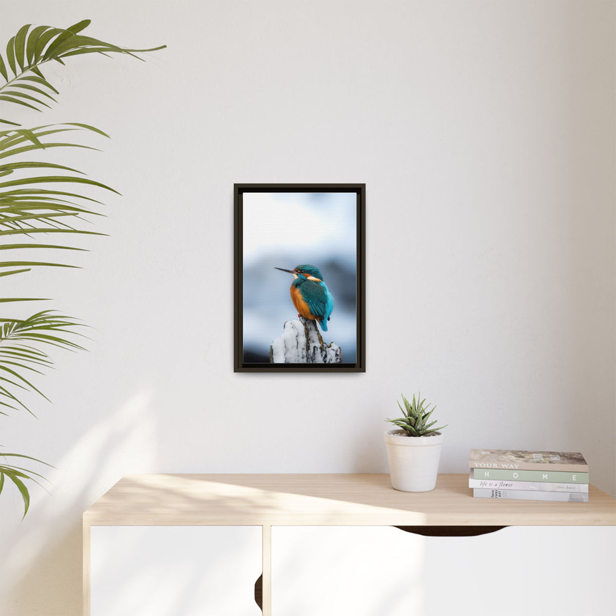 Framed Kingfisher Canvas Print — Matte Nature Wall Art