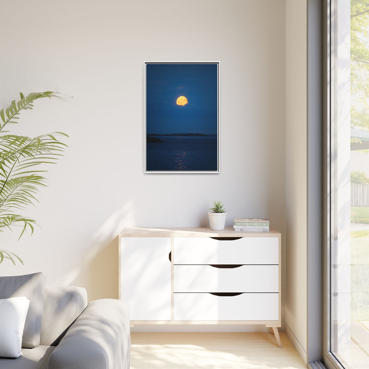 Framed Matte Canvas Print — Strawberry moon