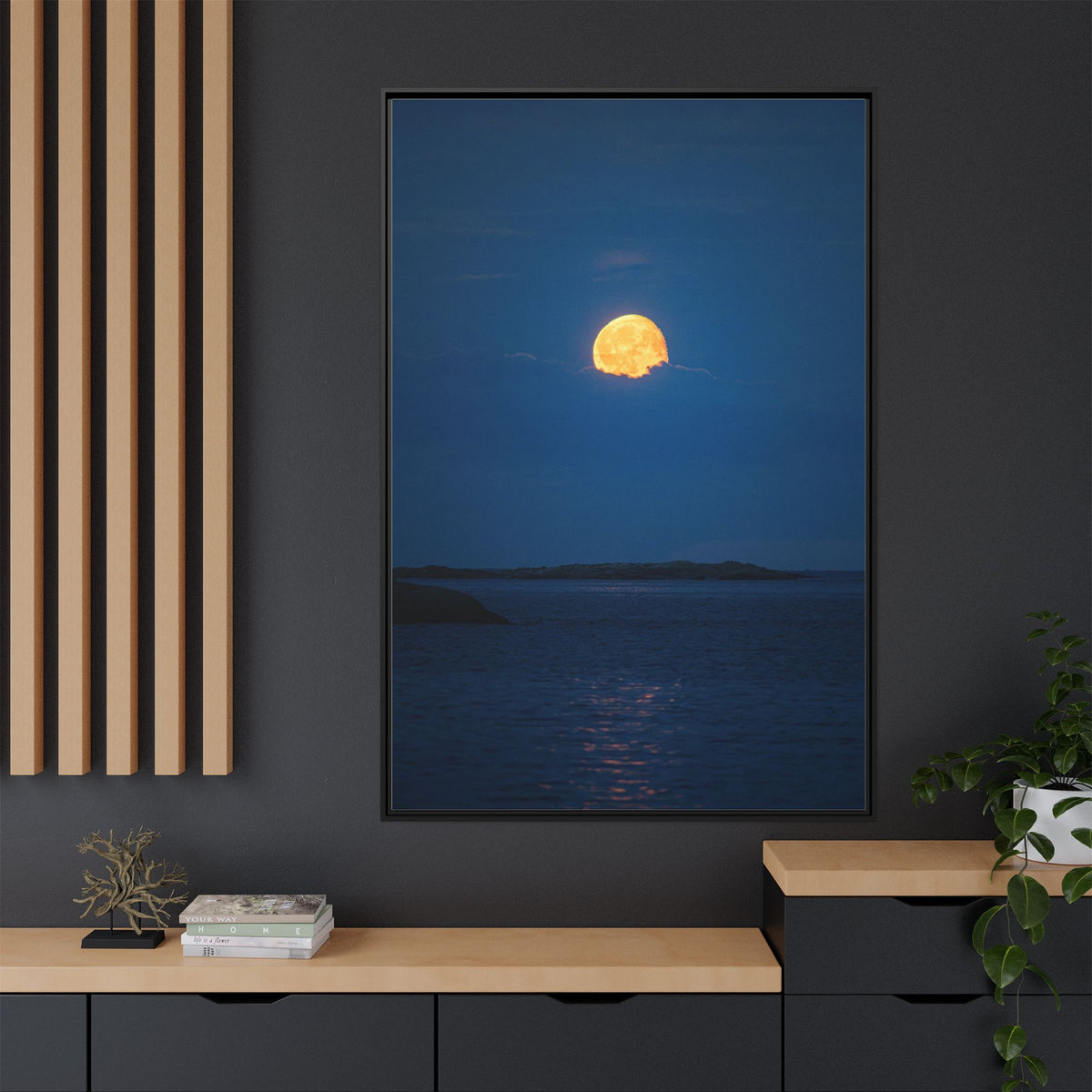 Framed Matte Canvas Print — Strawberry moon