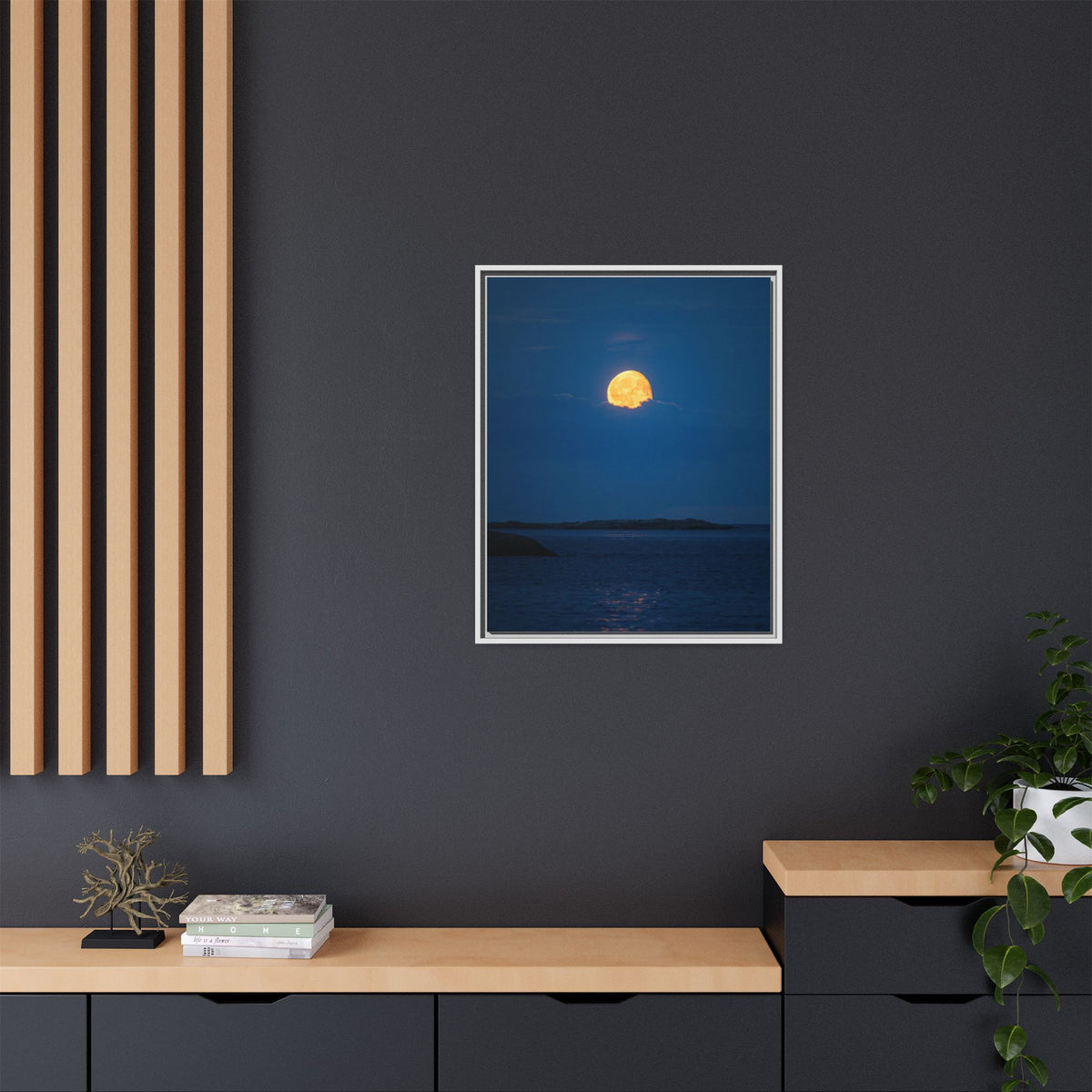 Framed Matte Canvas Print — Strawberry moon