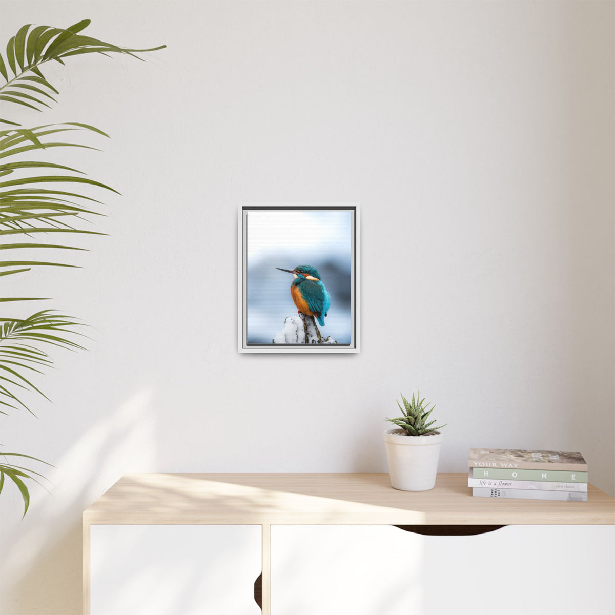 Framed Kingfisher Canvas Print — Matte Nature Wall Art