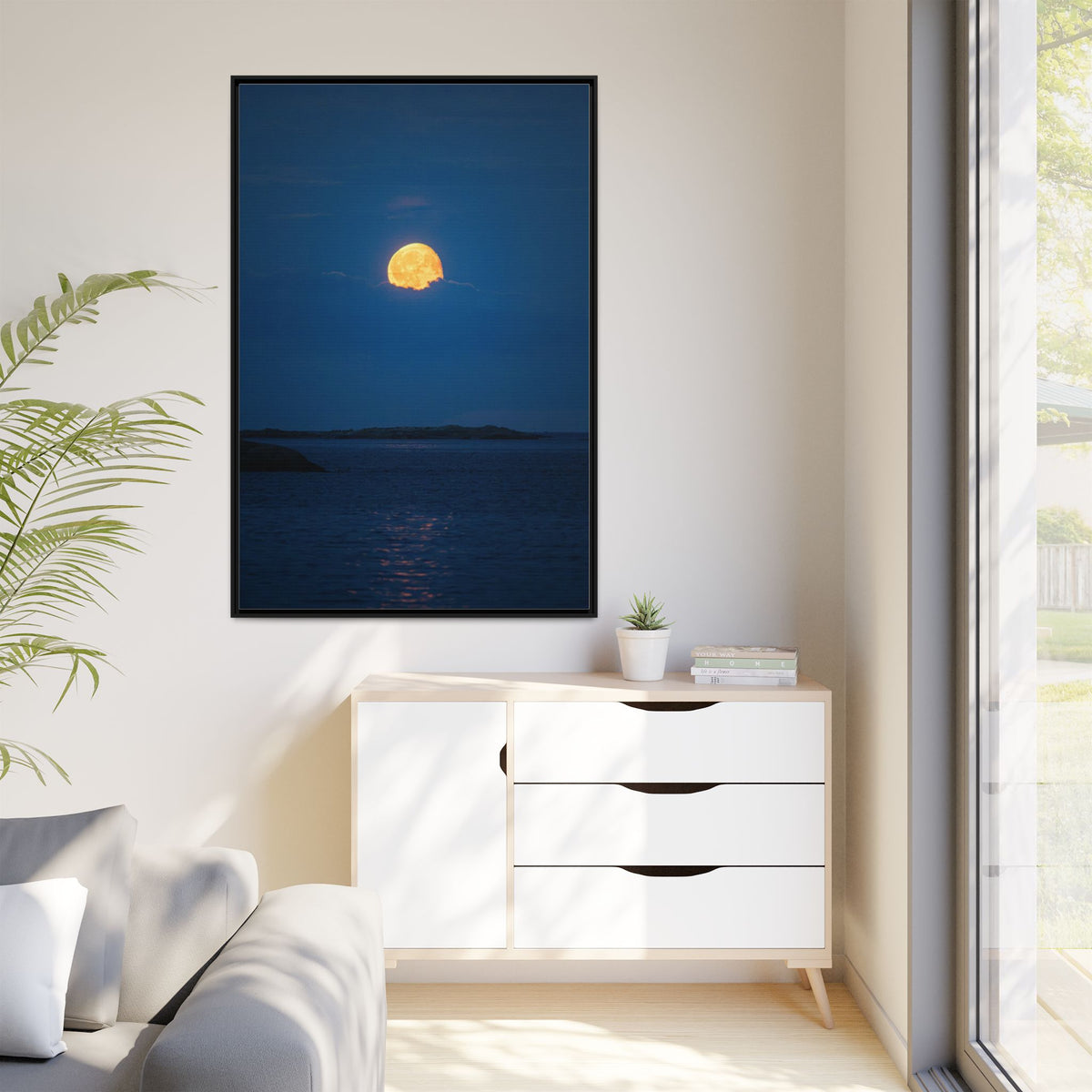 Framed Matte Canvas Print — Strawberry moon