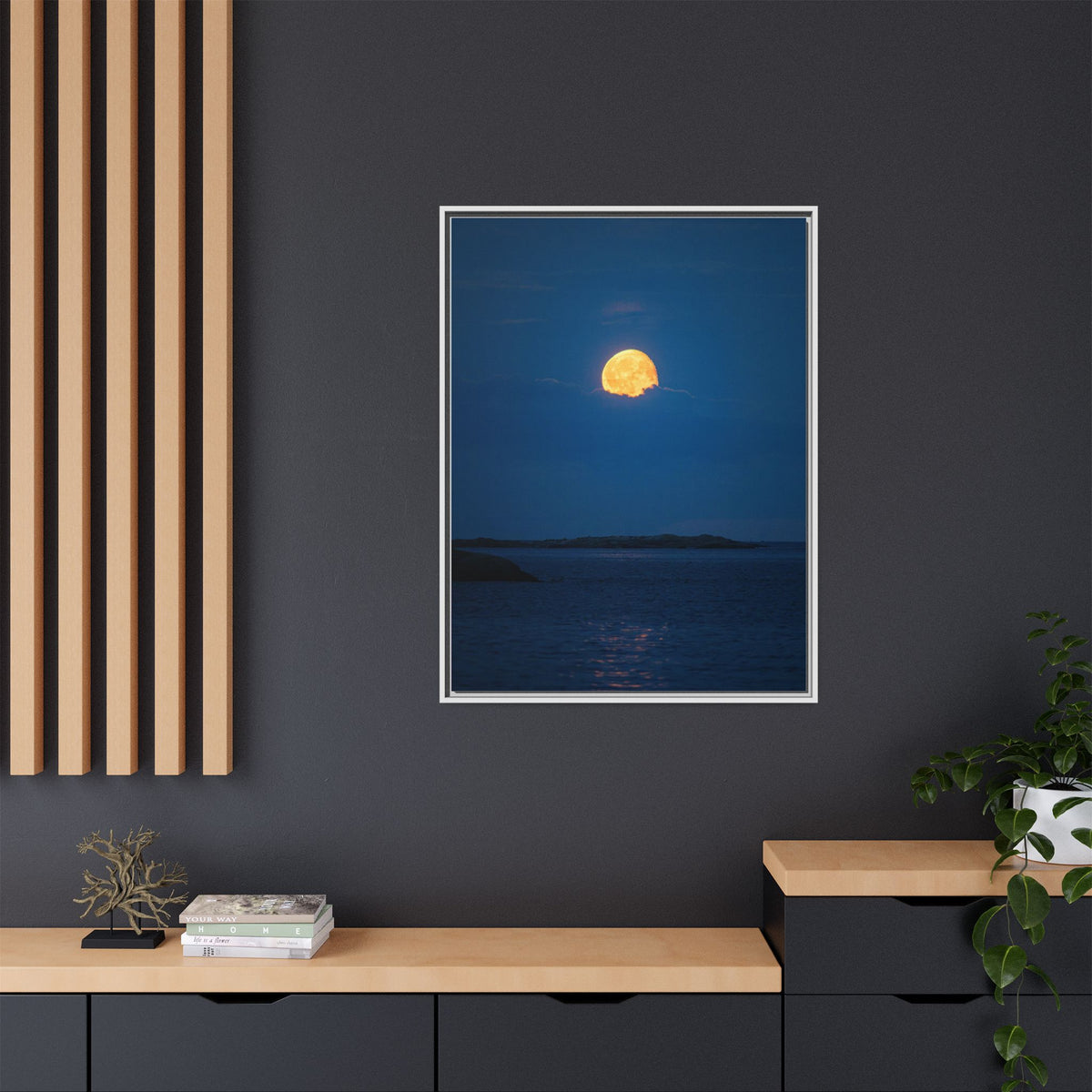 Framed Matte Canvas Print — Strawberry moon
