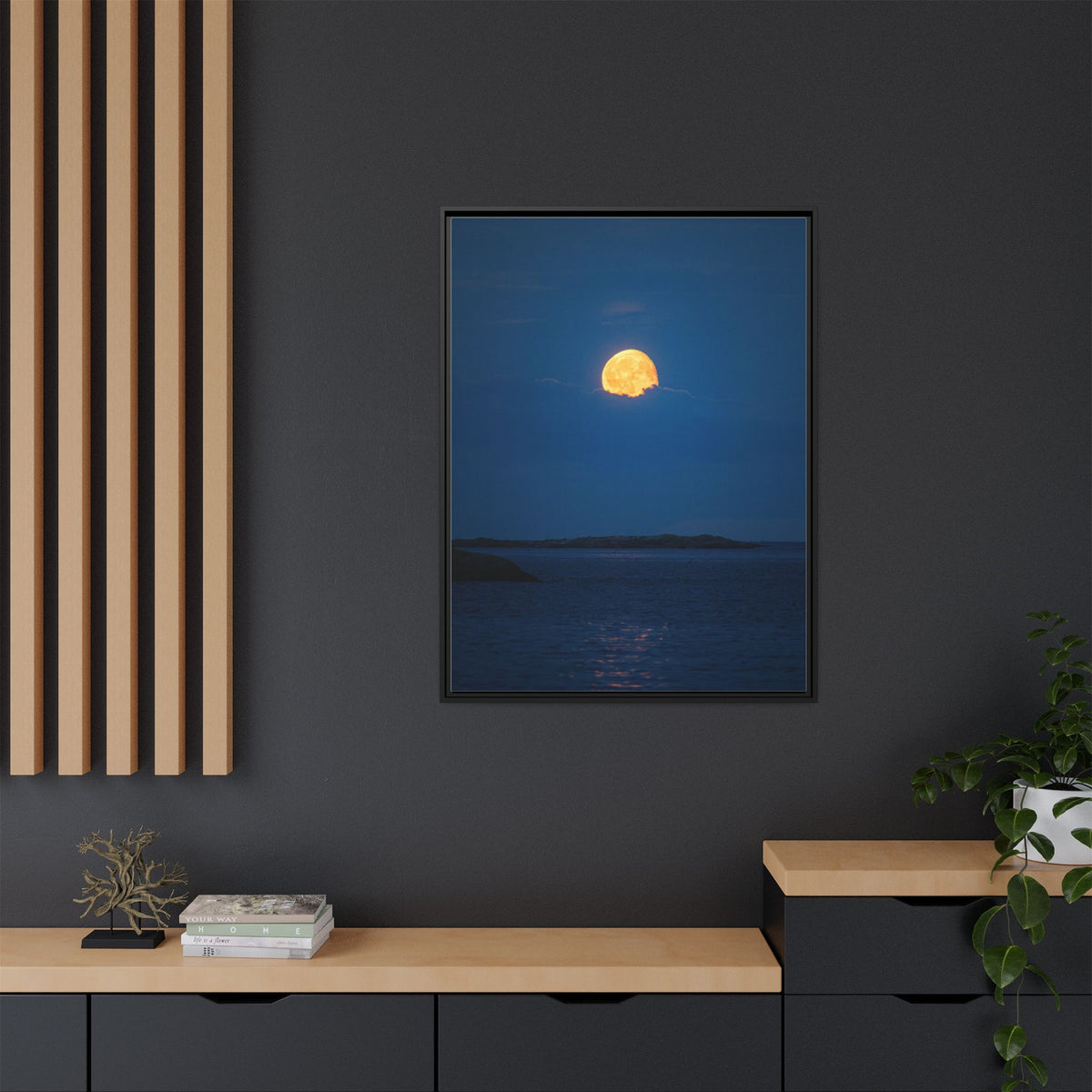 Framed Matte Canvas Print — Strawberry moon