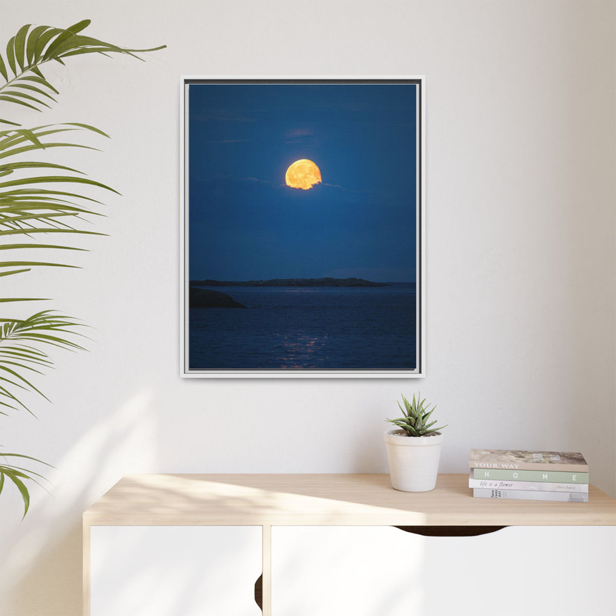 Framed Matte Canvas Print — Strawberry moon