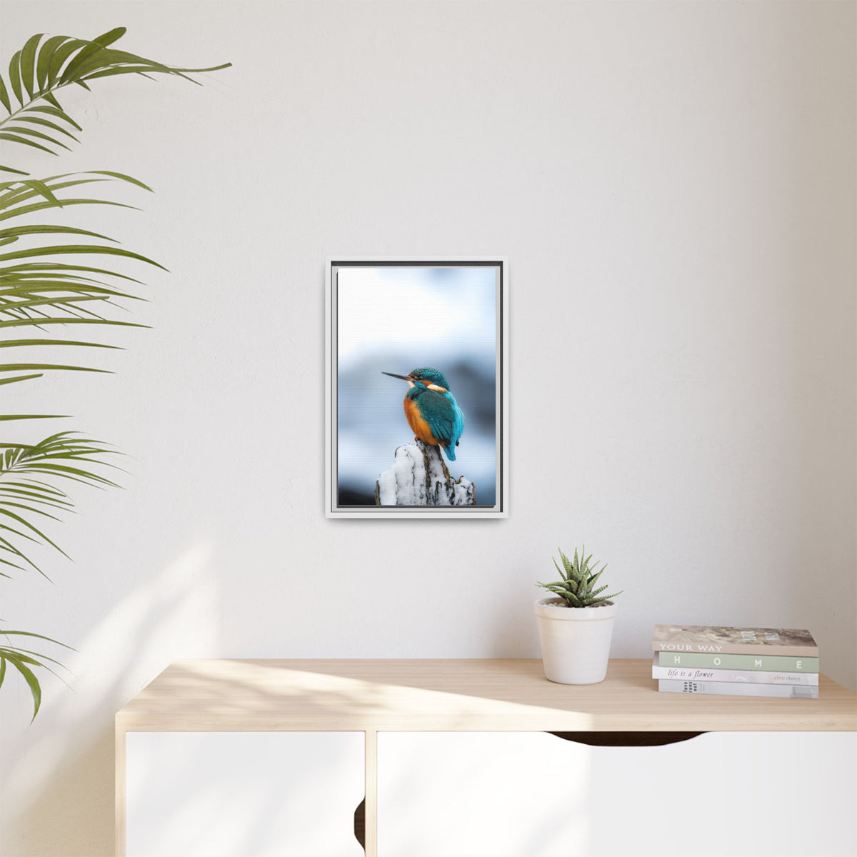 Framed Kingfisher Canvas Print — Matte Nature Wall Art