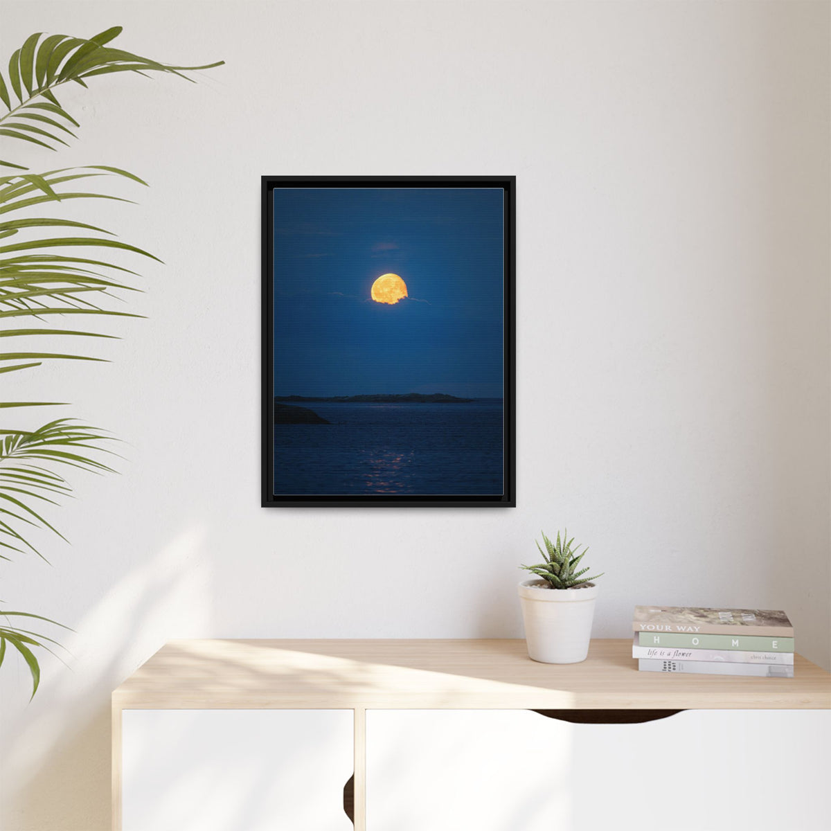 Framed Matte Canvas Print — Strawberry moon