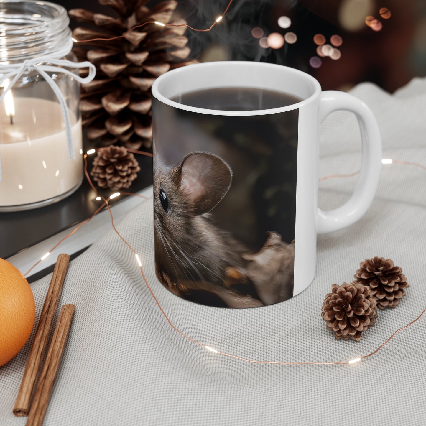 Curious Mouse Ceramic Coffee Cups, 11oz, 15oz