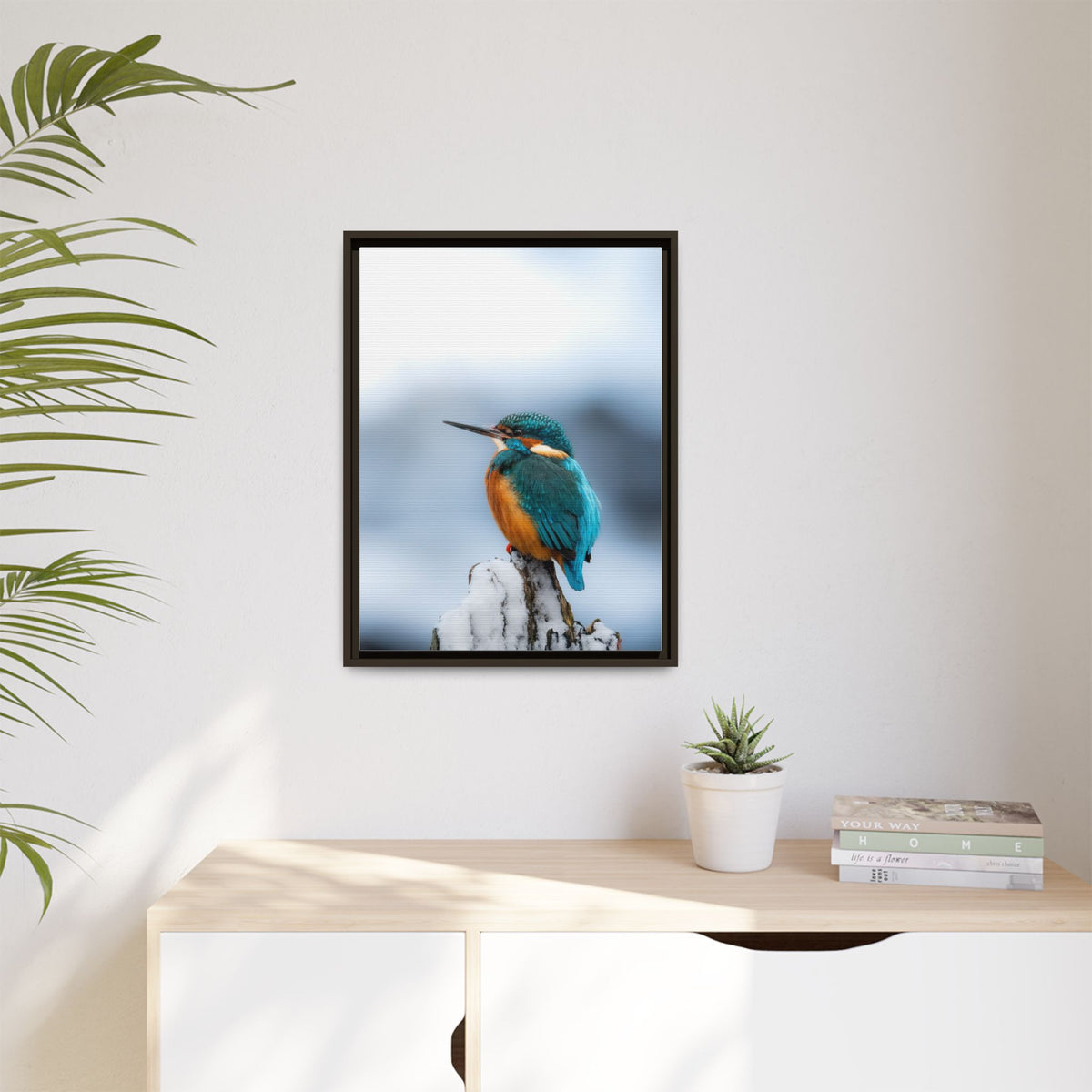 Framed Kingfisher Canvas Print — Matte Nature Wall Art