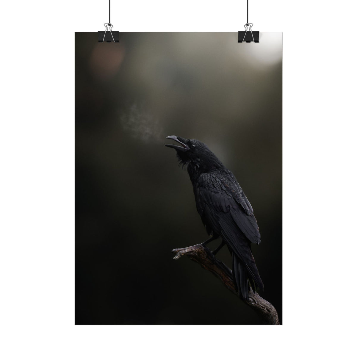 Raven Perch Poster – Moody Gothic Bird Wall Art