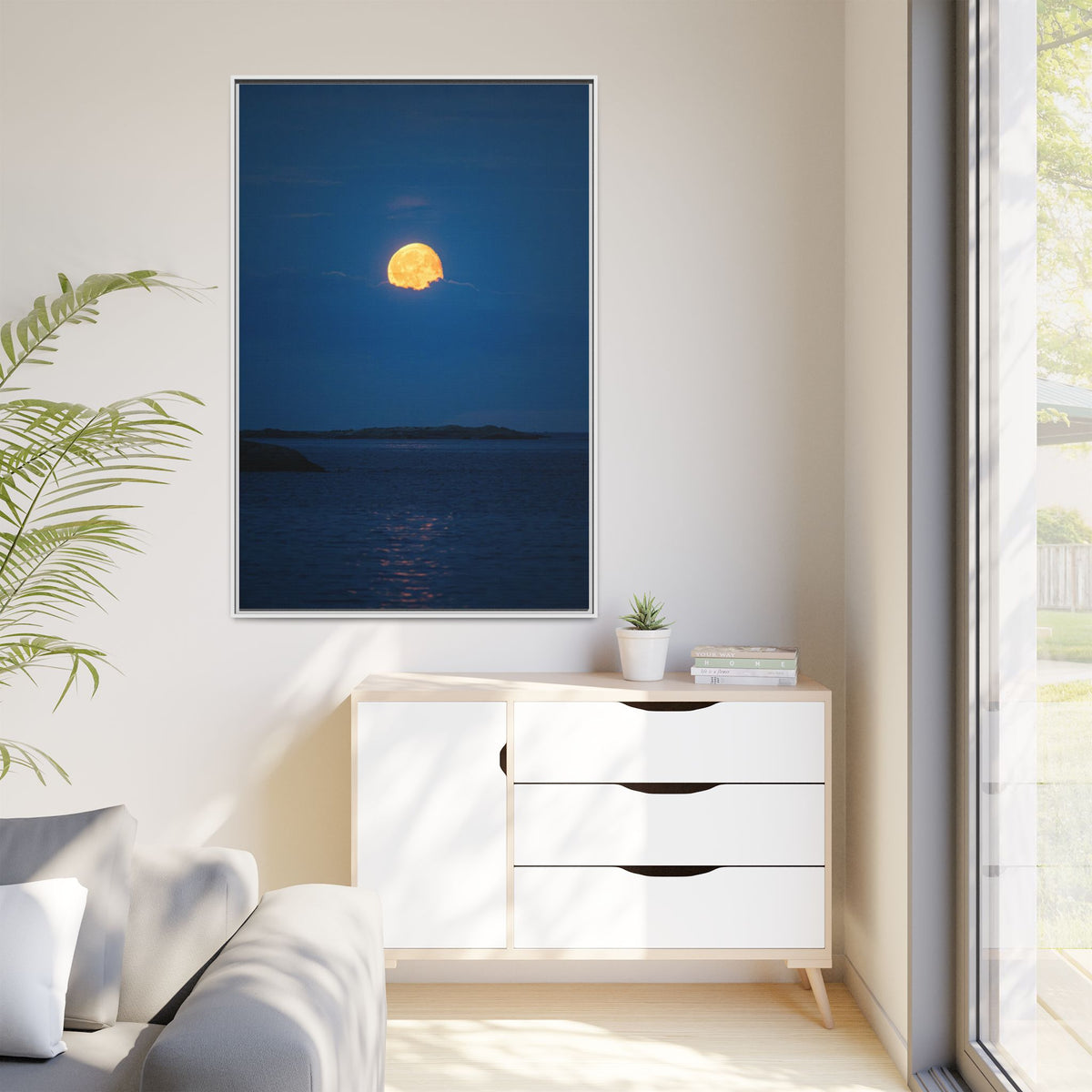 Framed Matte Canvas Print — Strawberry moon