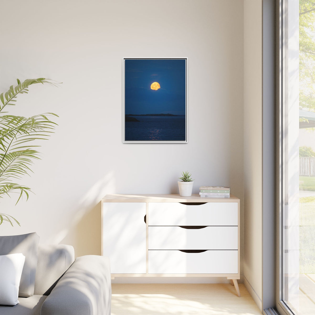 Framed Matte Canvas Print — Strawberry moon