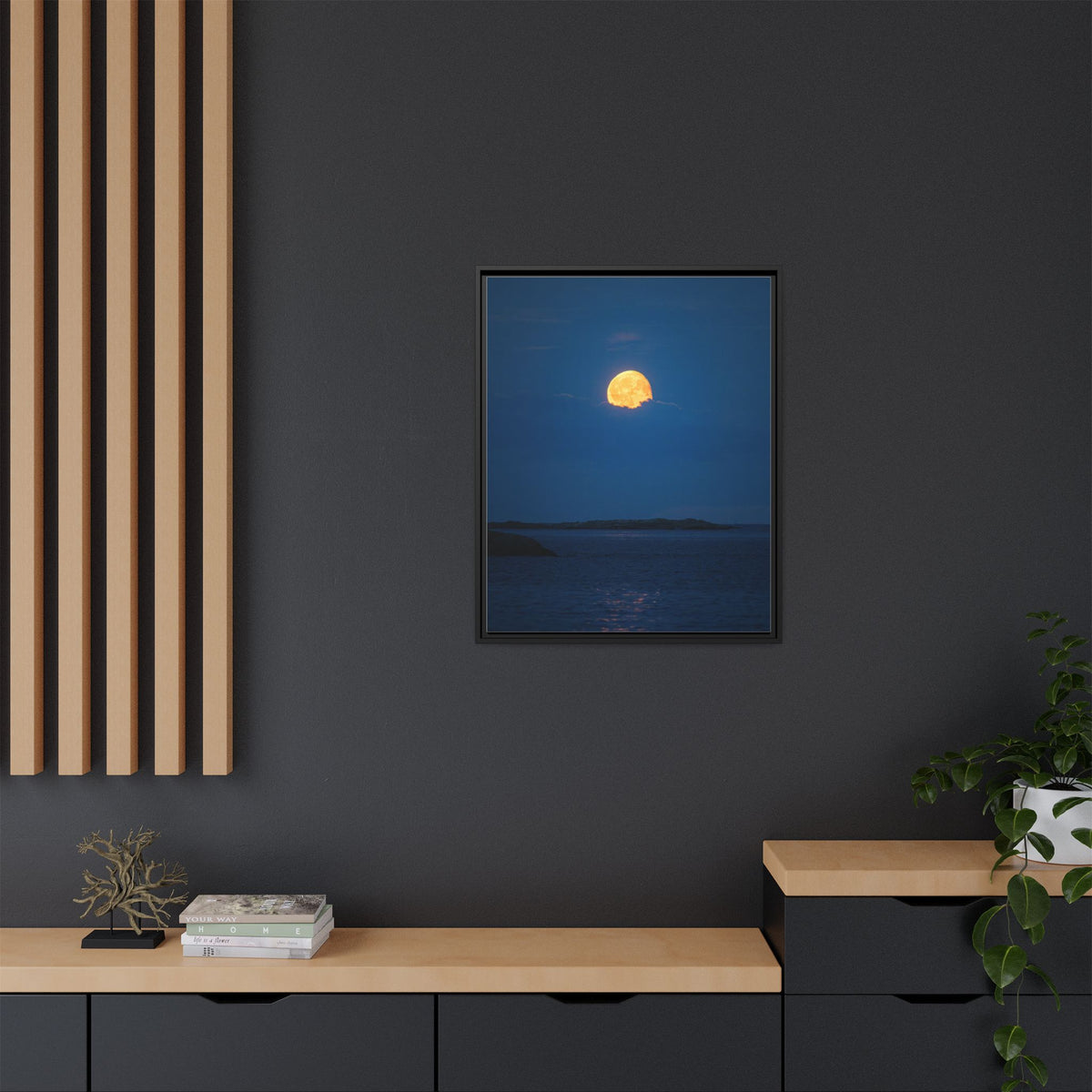 Framed Matte Canvas Print — Strawberry moon
