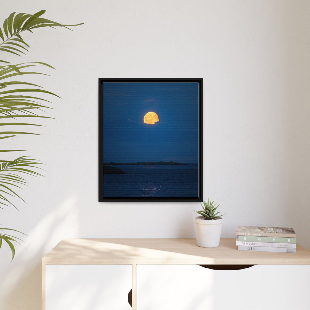 Framed Matte Canvas Print — Strawberry moon