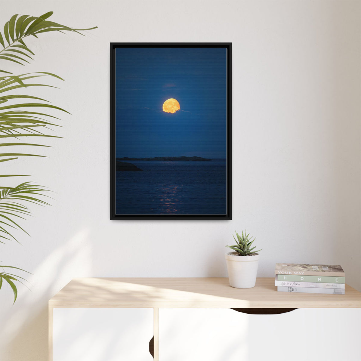 Framed Matte Canvas Print — Strawberry moon