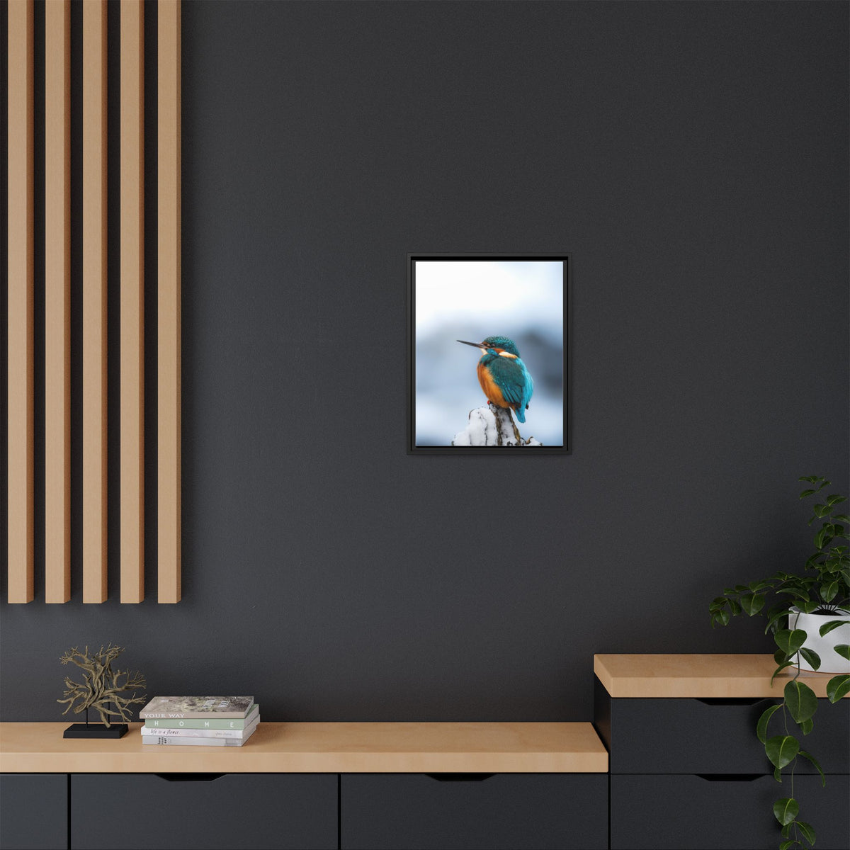 Framed Kingfisher Canvas Print — Matte Nature Wall Art